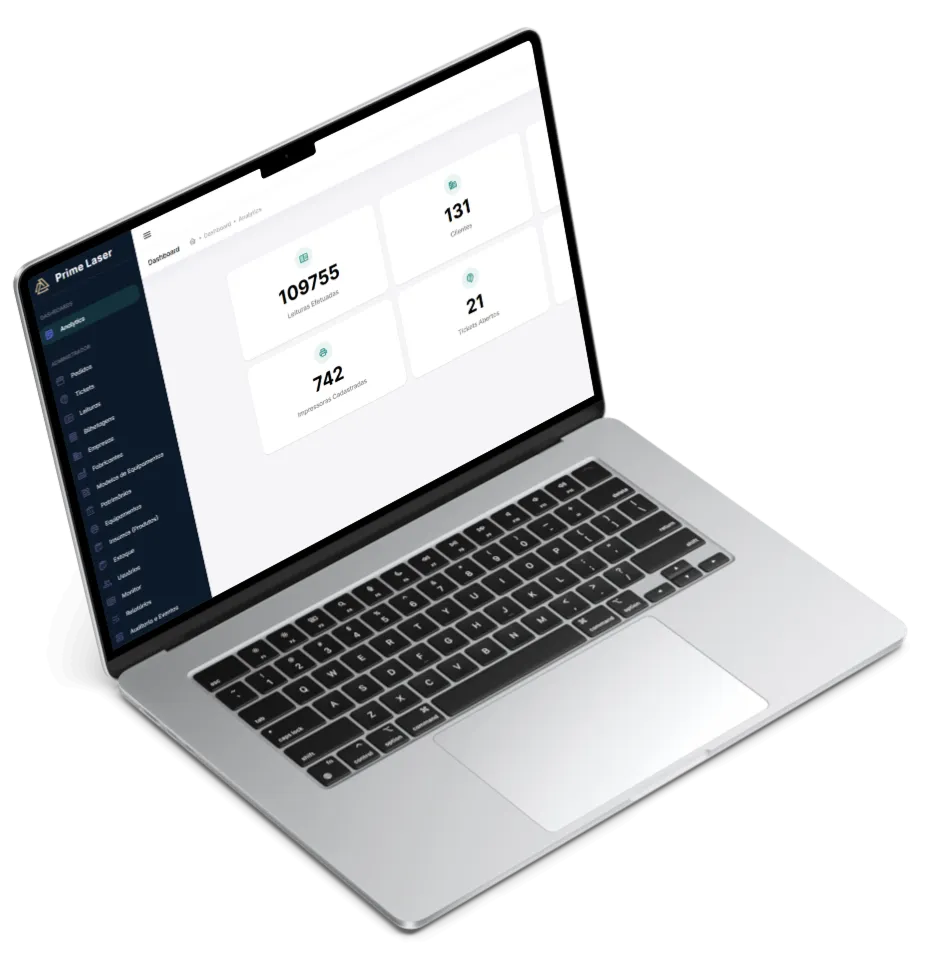 Painel do PrimeMonitor em um notebook